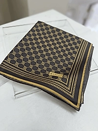 Vakko Tivil İpek Monogram Eşarp (Camel-Kahve)